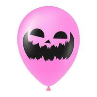 Halloween pink balloon illustration with scary and funny face vector