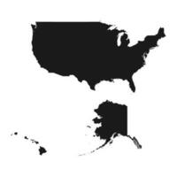 Mapa de EE.UU. muy detallado con bordes aislados en segundo plano. vector