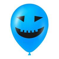 Halloween blue balloon illustration with scary and funny face vector