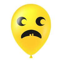 Halloween yellow balloon illustration with scary and funny face vector