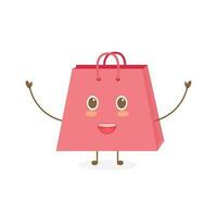 happy character shopping bag mascot vector. cartoon character illustration vector