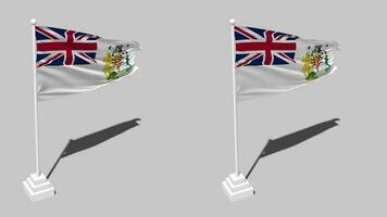 británico antártico territorio bandera sin costura serpenteado ondulación con polo base estar y sombra, aislado en alfa canal negro y blanco mate, llanura y bache textura paño variaciones, 3d representación video