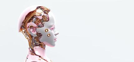 3D Humanoid Robotic, Artificial Intelligence, Futuristic AI Technology. photo