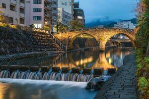 Meganebashi or Spectacles Bridge, megane bridge, in nagasaki, kyushu, japan. photo