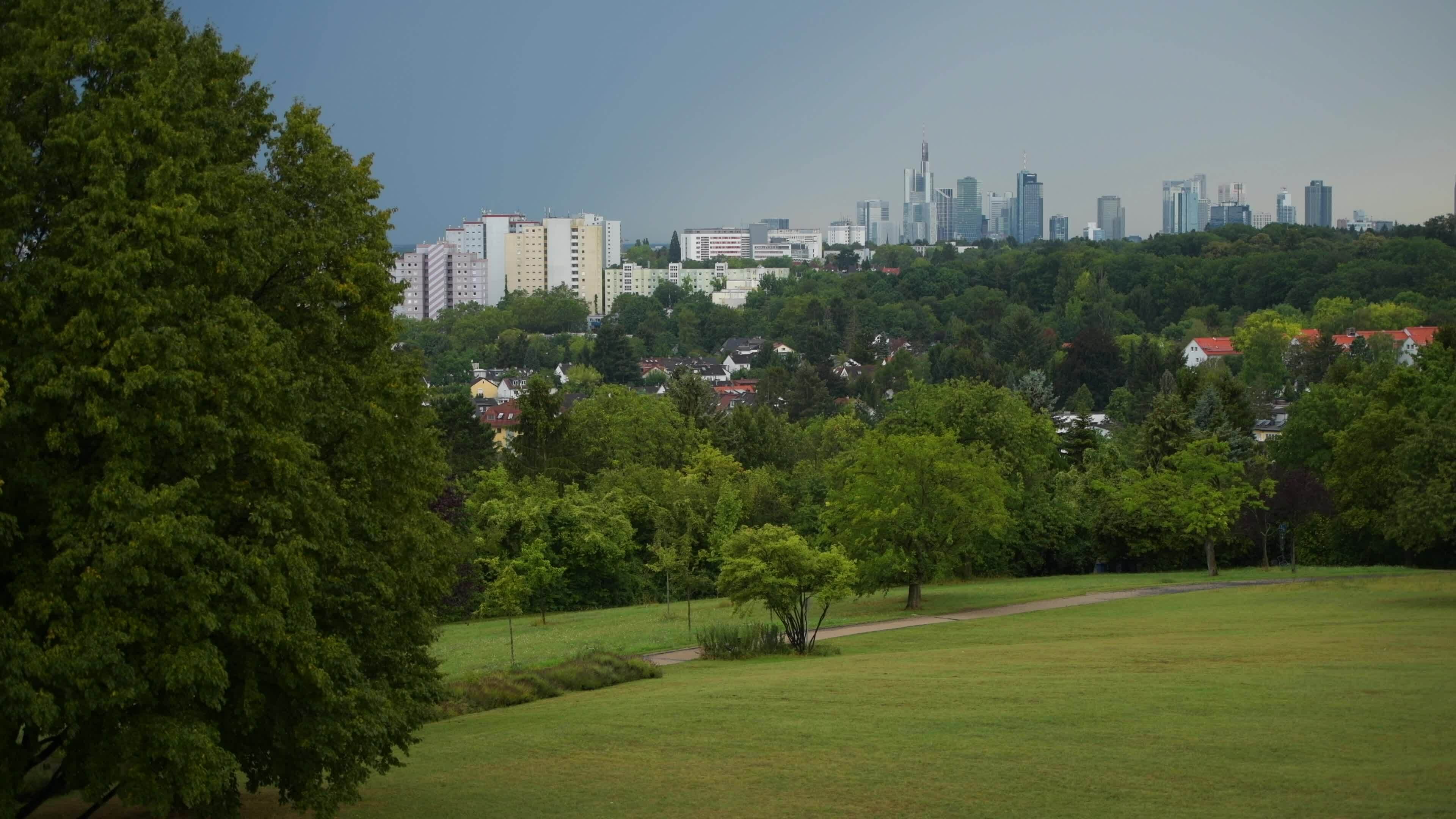 August 10, 2019. City of Frankfurt. Scenic Metro Park and the Stormy Summer Weather. Frankfurt