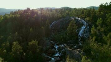 Nordland Bezirk Landschaft mit Wasserfall und ein Wald. video