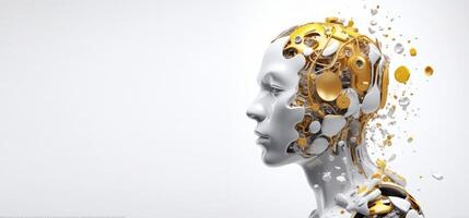 3D Humanoid Robotic, Artificial Intelligence, Futuristic AI Technology. photo