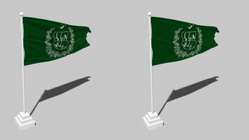 Government of Gilgit Baltistan Flag Seamless Looped Waving with Pole Base Stand and Shadow, Isolated on Alpha Channel Black and White Matte, Plain and Bump Texture Cloth Variations, 3D Rendering video