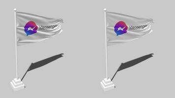 Messenger Flag Seamless Looped Waving with Pole Base Stand and Shadow, Isolated on Alpha Channel Black and White Matte, Plain and Bump Texture Cloth Variations, 3D Rendering video