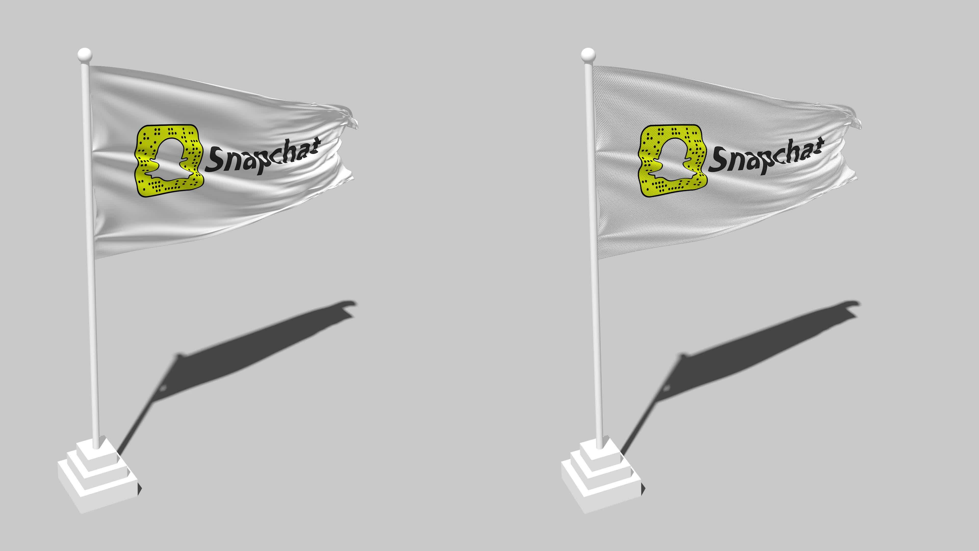 SnapChat Flag Seamless Looped Waving with Pole Base Stand and Shadow