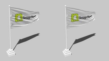 SnapChat Flag Seamless Looped Waving with Pole Base Stand and Shadow, Isolated on Alpha Channel Black and White Matte, Plain and Bump Texture Cloth Variations, 3D Rendering video