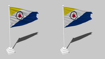 Bonaire Flagge nahtlos geloopt winken mit Pole Base Stand und Schatten, isoliert auf Alpha Kanal schwarz und Weiß matt, einfach und stoßen Textur Stoff Variationen, 3d Rendern video