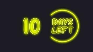 10 day left neon light animated video