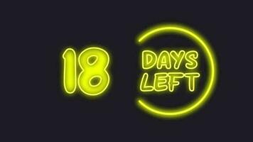 18 day left neon light animated video
