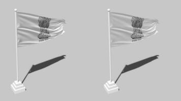 Indien Emblem Flagge nahtlos geloopt winken mit Pole Base Stand und Schatten, isoliert auf Alpha Kanal schwarz und Weiß matt, einfach und stoßen Textur Stoff Variationen, 3d Rendern video