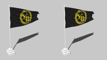 BSC Young Boys, YB Flag Seamless Looped Waving with Pole Base Stand, Isolated on Alpha Channel Black and White Matte, Plain and Bump Texture Cloth, 3D Render video