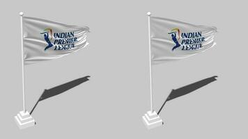 Indian Premier League, IPL Flag Seamless Looped Waving with Pole Base Stand and Shadow, Isolated on Alpha Channel Black and White Matte, Plain and Bump Texture Cloth Variations, 3D Rendering video