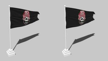 fc zorya luhansk bandeira desatado em loop acenando com pólo base ficar em pé, isolado em alfa canal Preto e branco fosco, avião e colisão textura pano, 3d render video