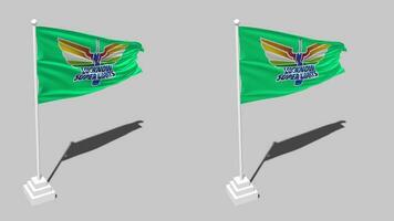 Lucknow Super Giants, LSG Flag Seamless Looped Waving with Pole Base Stand and Shadow, Isolated on Alpha Channel Black and White Matte, Plain and Bump Texture Cloth Variations, 3D Rendering video