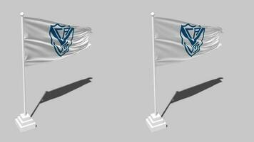 Club Atletico Velez Sarsfield Flag Seamless Looped Waving with Pole Base Stand, Isolated on Alpha Channel Black and White Matte, Plain and Bump Texture Cloth, 3D Render video