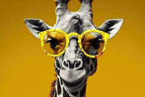 Giraffe in sunglasses, Pop Art photo
