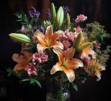 Romantic bouquet with lilies. photo