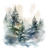 Noël aquarelle avec sapin des arbres feuillage. illustration ai génératif png