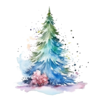 Watercolor Christmas tree isolated. Illustration png