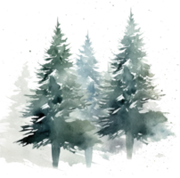 Noël aquarelle avec sapin des arbres feuillage. illustration ai génératif png