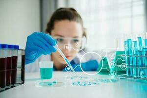 Dctor work on digital tablet healthcare doctor technology tablet using computer  in laboratory study with VR icon photo