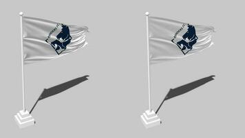 randers fc bandera sin costura serpenteado ondulación con polo base pararse, aislado en alfa canal negro y blanco mate, llanura y bache textura paño, 3d hacer video