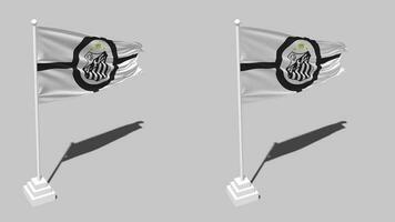 Santos Futebol Clube, Santos FC Flag Seamless Looped Waving with Pole Base Stand, Isolated on Alpha Channel Black and White Matte, Plain and Bump Texture Cloth, 3D Render video