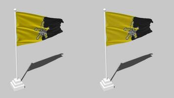 Fußball Verein Sheriff Tiraspol, fc Sheriff tiraspol Flagge nahtlos geloopt winken mit Pole Base Stand, isoliert auf Alpha Kanal schwarz und Weiß matt, einfach und stoßen Textur Tuch, 3d machen video