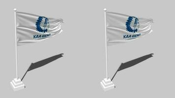 koninklijke Atlético associação cavalheiro, kaa cavalheiro bandeira desatado em loop acenando com pólo base ficar em pé, isolado em alfa canal Preto e branco fosco, avião e colisão textura pano, 3d render video