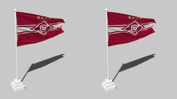 FC Spartak Moscow Flag Seamless Looped Waving with Pole Base Stand, Isolated on Alpha Channel Black and White Matte, Plain and Bump Texture Cloth, 3D Render video