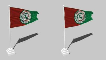 Al Ettifaq Football Club Flag Seamless Looped Waving with Pole Base Stand, Isolated on Alpha Channel Black and White Matte, Plain and Bump Texture Cloth, 3D Render video