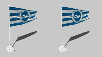 Brighton and Hove Albion Football Club Flag Seamless Looped Waving with Pole Base Stand, Isolated on Alpha Channel Black and White Matte, Plain and Bump Texture Cloth, 3D Render video