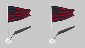 Club Atletico San Lorenzo de Almagro, San Lorenzo de Almagro Flag Seamless Looped Waving with Pole Base Stand, Isolated on Alpha Channel Black and White Matte, Plain and Bump Texture Cloth, 3D Render video