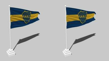 Club Atletico Boca Juniors Flag Seamless Looped Waving with Pole Base Stand, Isolated on Alpha Channel Black and White Matte, Plain and Bump Texture Cloth, 3D Render video