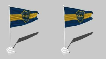 club atlético boca juniors bandera sin costura serpenteado ondulación con polo base pararse, aislado en alfa canal negro y blanco mate, llanura y bache textura paño, 3d hacer video