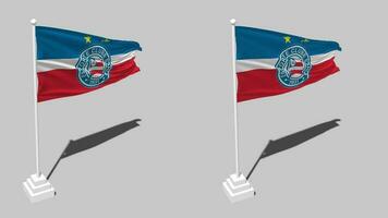 deporte clube bahia bandera sin costura serpenteado ondulación con polo base pararse, aislado en alfa canal negro y blanco mate, llanura y bache textura paño, 3d hacer video