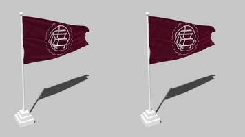 Club Atletico Lanus Flag Seamless Looped Waving with Pole Base Stand, Isolated on Alpha Channel Black and White Matte, Plain and Bump Texture Cloth, 3D Render video