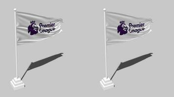 Premier League Flag Seamless Looped Waving with Pole Base Stand, Isolated on Alpha Channel Black and White Matte, Plain and Bump Texture Cloth, 3D Render video