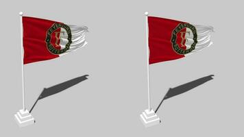 Feyenoord Rotterdam Flag Seamless Looped Waving with Pole Base Stand, Isolated on Alpha Channel Black and White Matte, Plain and Bump Texture Cloth, 3D Render video