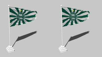 coritiba pied Balle club drapeau sans couture en boucle agitant avec pôle base rester, isolé sur alpha canal noir et blanc mat, plaine et bosse texture chiffon, 3d rendre video