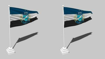 MTK Budapest Sports Club Flag Seamless Looped Waving with Pole Base Stand, Isolated on Alpha Channel Black and White Matte, Plain and Bump Texture Cloth, 3D Render video