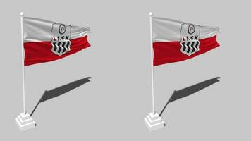 Linzer Athletik Sport Club Flag Seamless Looped Waving with Pole Base Stand, Isolated on Alpha Channel Black and White Matte, Plain and Bump Texture Cloth, 3D Render video
