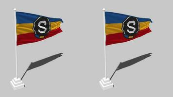 Athletic Club Sparta Praha, Sparta Prague, Sparta Praha Flag Seamless Looped Waving with Pole Base Stand, Isolated on Alpha Channel Black and White Matte, Plain and Bump Texture Cloth, 3D Render video