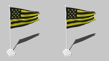 Club Atletico Penarol Flag Seamless Looped Waving with Pole Base Stand, Isolated on Alpha Channel Black and White Matte, Plain and Bump Texture Cloth, 3D Render video