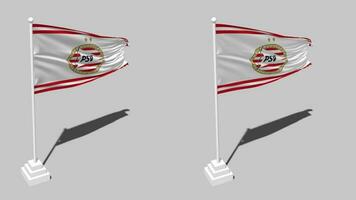 philips sport förening flagga sömlös looped vinka med Pol bas stå, isolerat på alfa kanal svart och vit matt, enkel och stöta textur trasa, 3d framställa video